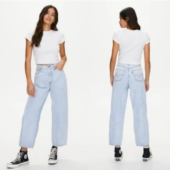 Levi’s Premium Balloon Leg Jeans Barrel Leg High Waist Light Wash - Picture 1 of 6